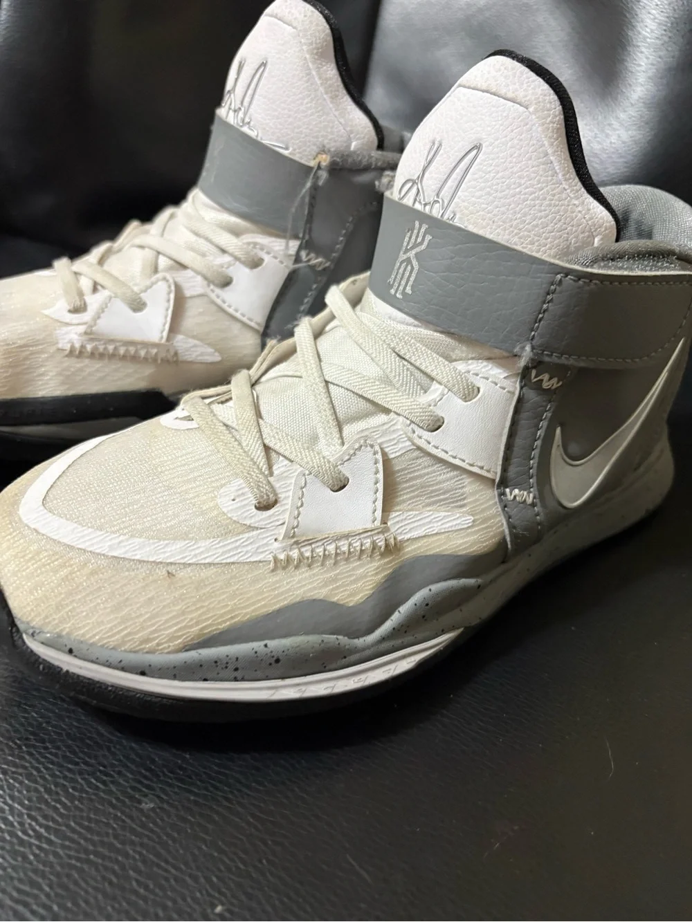 Nike Kids White Sneakers with Silver Signature Accent